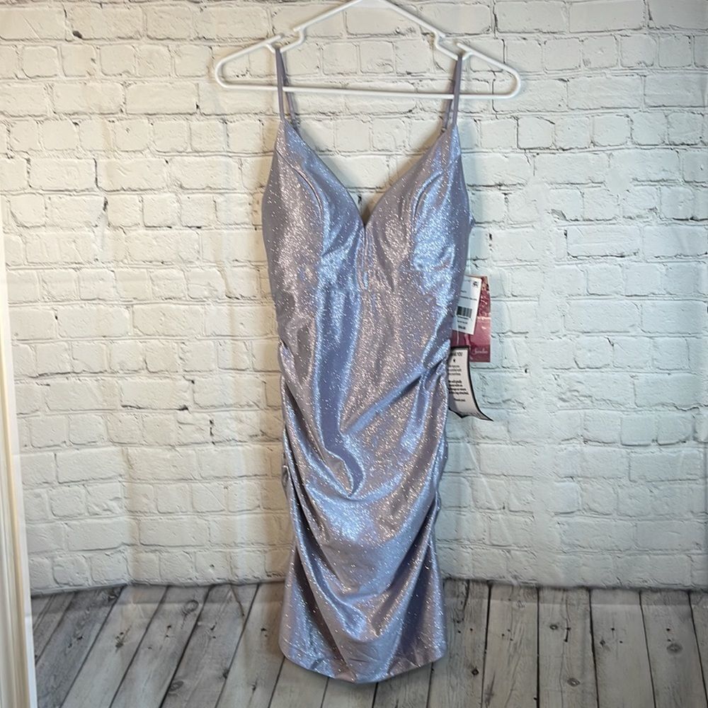 Macy's Dress lavender‎ with silver sparkles mini dress Available in small large